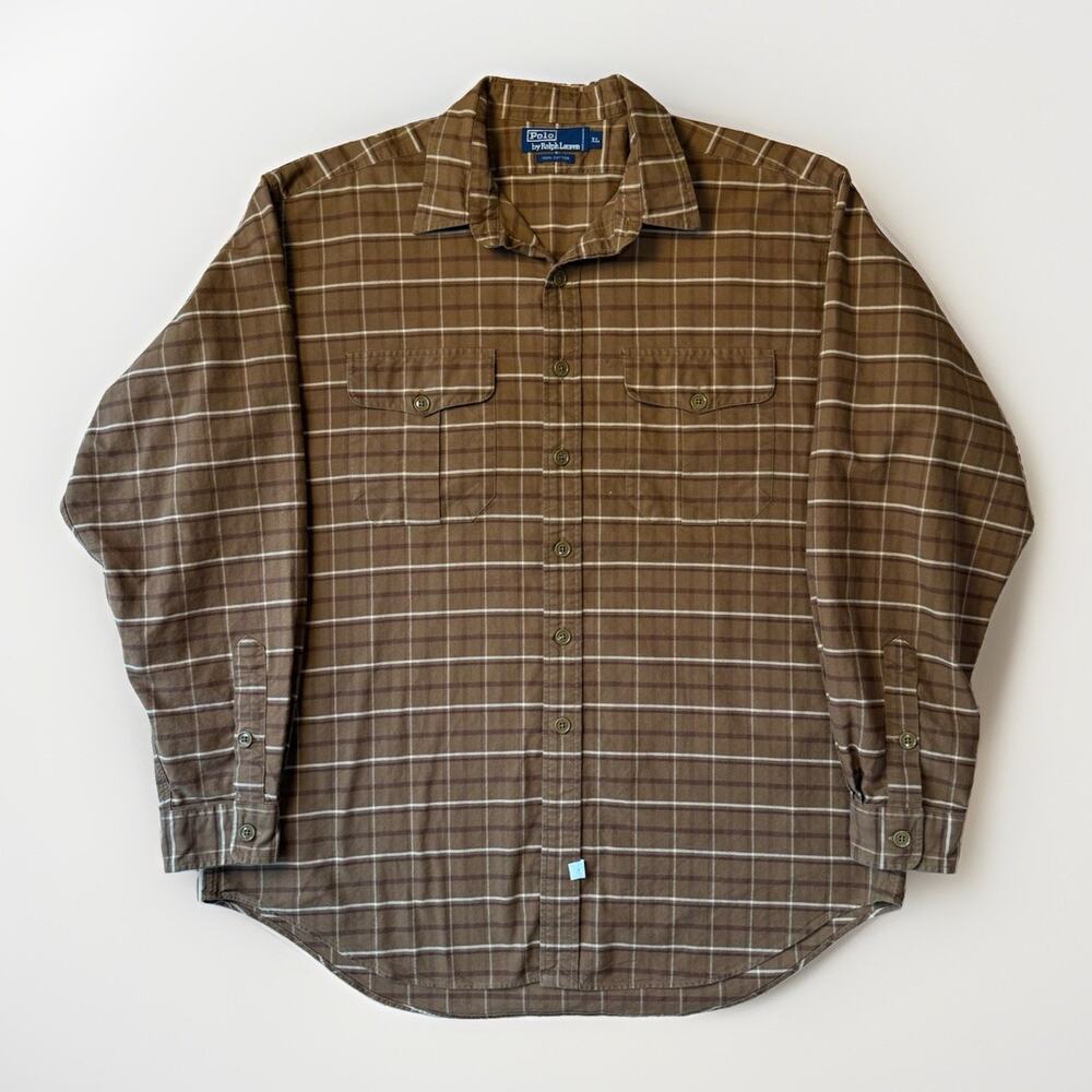 Vintage Polo Ralph Lauren Shirt XL Brown Long Sleeve Minimalist RRL New York